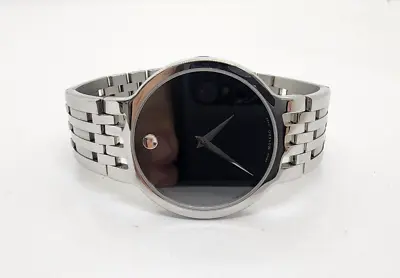 Movado Men's All Swiss Made Silver Stainless Steel Black Dial 39mm Watch 0607057 • $299