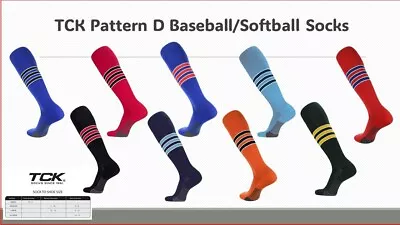 TCK Dugout Pat D Athletic Baseball Football Softball Striped Knee High Socks • $10.49