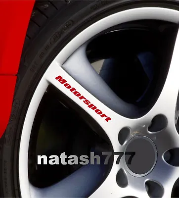 MOTORSPORT Decal Sticker Wheels Rims Sport RACING Car Emblem Logo RED Set Of 4  • $17.95