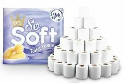£17.99 • Buy So Soft 3 Ply Embossed Quilted Toilet Tissue Paper Rolls
