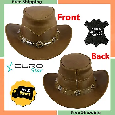 £16.83 • Buy Leather Hats Cowboys Western Style Bush Hats Top Quality