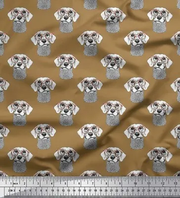 Soimoi Cotton Poplin Fabric Specs & Dachshund Face Dog Print Fabric-Fbx • $9