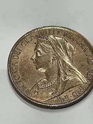 1899 Queen Victoria One Penny Coin 1d Uk High Grade BU Nice  Original Luster • £26.89