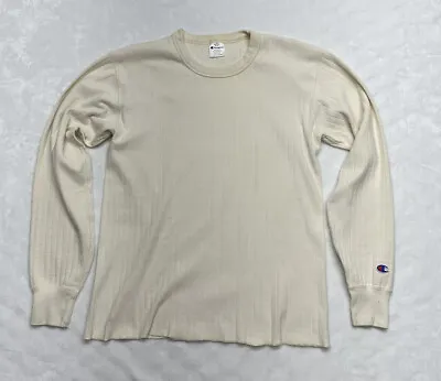 Champion Vintage Ribbed Long Sleeve Thermal Shirt Men's Medium 38-40 90's USA • $24.95