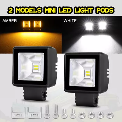 2X 2  LED Cube Light Flood Fog Work Driving Lamp Pods W/Amber DRL Offroad 4WD AU • $48.95
