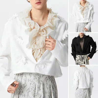 INCERUN Mens Lapel Neck Long Sleeve Tops Blazer Party Formal Crop Coat Jacket • $30.39