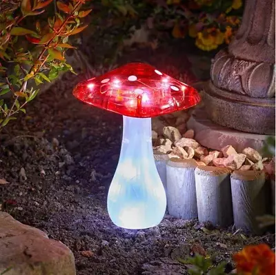 Solar Stake Lights Mushroom Magic Toadstool 4 Pack Waterproof Fairy Garden LED • £16.99