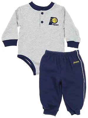 NBA Basketball Boys Infants Indiana Pacers Creeper And Pants Set Grey & Navy • $7.99