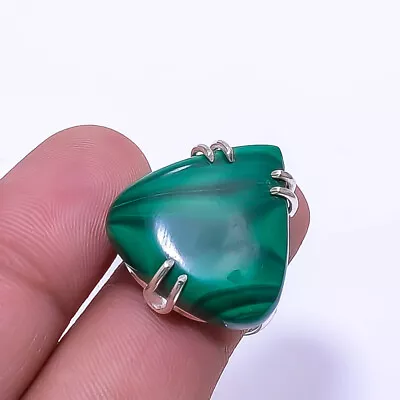 Malachite -Congo Solitaire Gemstone Handmade 925 Sterling Silver Ring S.7 R98 • $24.79