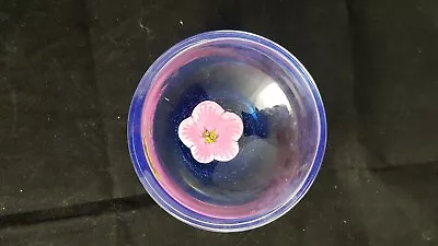 Caithness Glass Half Moon Tranquility Pink Flower Bowl Blue Accent  • £19