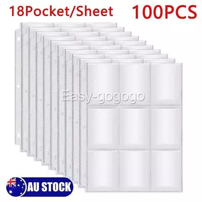 1800 Pockets Trading Card Sleeves Pages Fit 3 Ring Binder 18 Pocket - 100 Sheet • $26.85