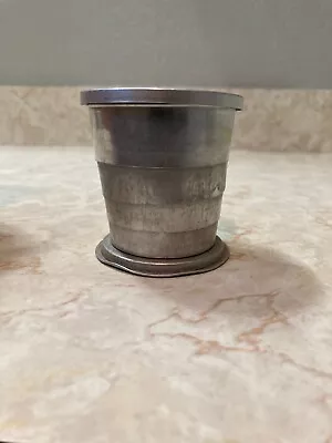 Vintage  Collapsible Drinking Camping Fishing Aluminum Cup Sailboat Lid • $7.54