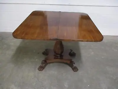 $100 • Buy Antique Fold Out Wooden Pedestal Table With Claw Feet Details Solid Wood