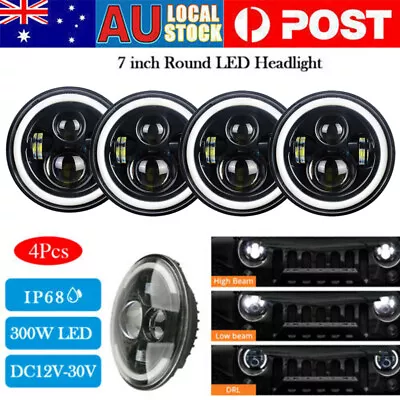 4X Round 7Inch LED Headlight Chrome For Honda Jeep Kenworth Mercury Nissan Ford • $94.74