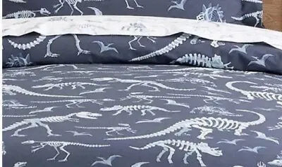 Pottery Barn Kids Dino Bones TODDLER SIZE Organic Duvet Cover Glow In The Dark • $38