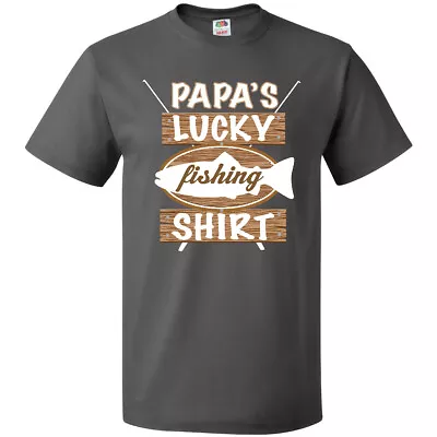 Inktastic Papa Lucky Fishing Shirt T-Shirt Trout Salmon Crappie Fly Mens Adult • $14.99
