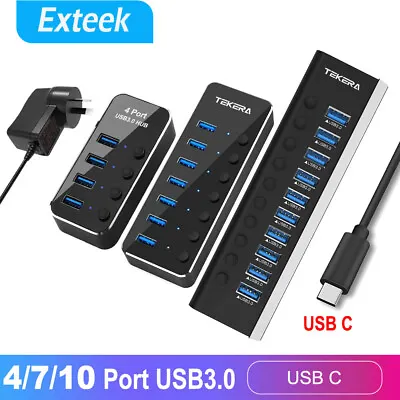 $35.95 • Buy USB 3.1 USB-C Type-C HUB To 4/7/10 USB 3.0 Port Thunderbolt 3 Powered AC Adapter