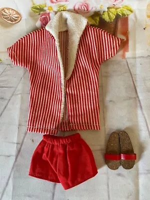 MINT Vintage Barbie Ken Striped Red Shirt Shorts Bathing Suit & Sandals • $27.95