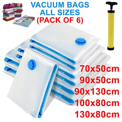 6 X STRONG VACUUM STORAGE SPACE SAVING BAGS VAC BAG SPACE SAVER VACCUM VACUM BAG • £7.75