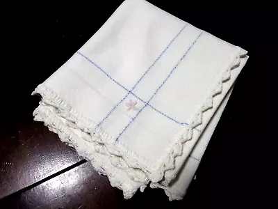 Very Nice Vintage Cotton Linen Crochet Border Table Runner 51 X 15.5  • $12