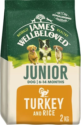 £13.82 • Buy James Wellbeloved Junior Turkey And Rice 2 Kg Bag, Hypoallergenic Dry Dog Food