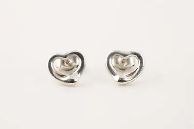 Tiffany & Co. 925 Silver Elsa Peretti Open Heart Earrings (2.00g.) • $260