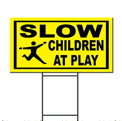 $20.99 • Buy Slow Children At Play Corrugated Plastic Yard Sign  /FREE Stakes