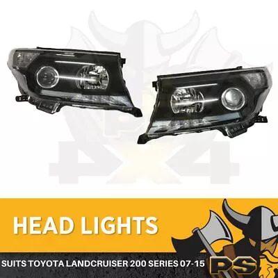 Head Lights To Suit Toyota Landcruiser 200 Series 2007+ Black Projector LED • $599