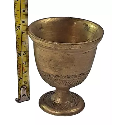 Vintage Small Solid Brass Mortar Heavy Mid Century Middle East Style-No Pestle • $25