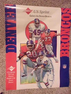 $15 • Buy Denver Broncos SPRINT Promotional Poster 1986 SMITH / MECKLENBURG/JONES / WRIGHT