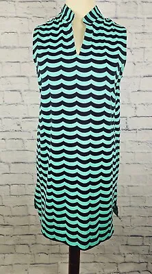 Sailor-Sailor By Just Madras Blue Green Wavy Stripe Sleeveless Dress Size Xlarge • $15.95