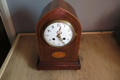  French Belle Epoque Mahogany Inlaid Lancet Mantel Clock Fritz Marti C1906 • $398.43