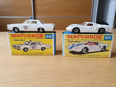 Matchbox Series Superfast 41 Ford GT 6 55 Mercury Saloon 73 Police Car Lesney  • £22