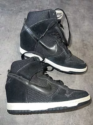 Nike Dunk Sky Hi Black Hidden Wedge Shoes Sneakers Kids Womens Ladies Size US 6 • $89