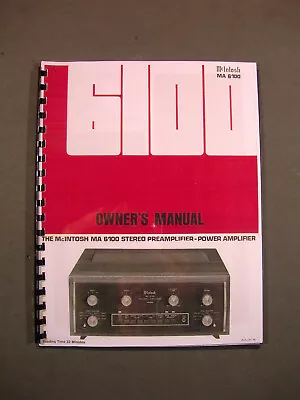 One Brand New Copy Of Mcintosh Ma 6100 Stereo Preamp-amplifier Owner’s Manual • $26.95