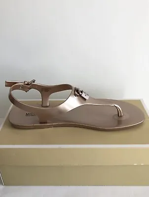 MICHAEL KORS Sable Lock Charm MIRA JELLY Thong Sandal Size 8 • $48