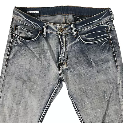 Buffalo Jeans Men's 32 Blue Denim Straight Acid Wash (33x31.5) Distressed Casual • $20.99