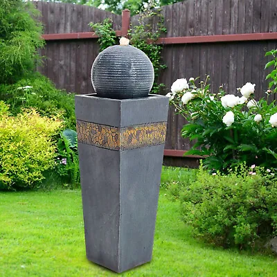 £95.95 • Buy 80cm Tall Indoor Outdoor Resin Ball Garden Water Feature Fountain LED Light Deco