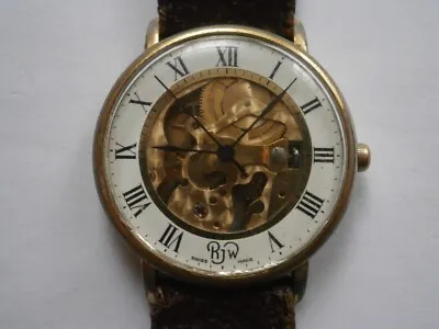 £12 • Buy Vintage Gents Skeleton Wristwatch RJW Mechanical Watch Working Need Service
