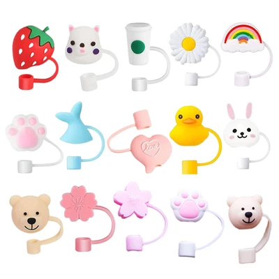$9.89 • Buy 5x Silicone Straw Tip Covers Cute Anti-Dust,Splash Proof Reusable Drinking Lid