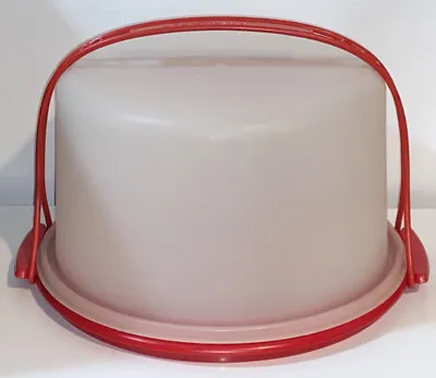 $14.95 • Buy VTG Tupperware Cake Carrier 684 W/Lid 683 & Handle 624 ~ Red & Sheer ~ Vintage