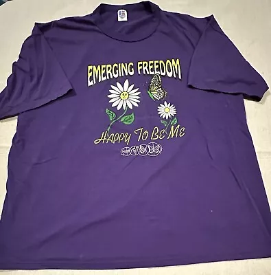 Vintage 90's Purple Butterflies USA Made T Shirt Size XXL Single Stitch Cocoon • $18