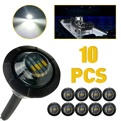 10x White Round 3/4  Round Bullet Side LED Marker Lights For Truck Trailer RV Sm • $10.99