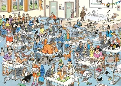 Jumbo Cat Pageantry By Jan Van Haasteren 2000 Piece Comic Jigsaw Puzzle • £20.99