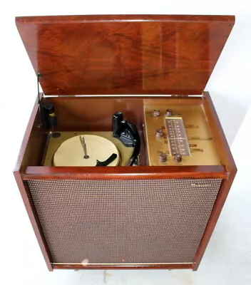 Magnavox 272H Mono Tube Amp Radio Turntable 1957 Mahogany Console + Spare T/T • $347.99