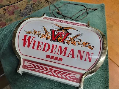 Vintage Wiedemann Beer Lighted Sign 1983 Heilman Brewing La Cross Wisconsin Man • $99.99