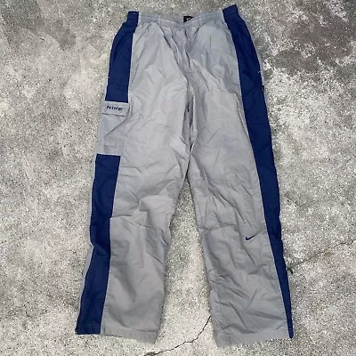 Vintage Nike Track Pants Mens Small Gray Cargo Pockets Windbreaker Baggy Y2K • $44.88