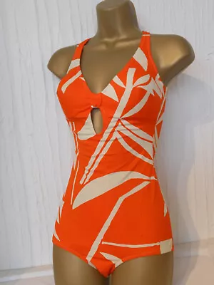 Vintage Orange Cream Marks & Spencer St Michael Nylon Swimsuit Size 34  8 / 10 • $6.21
