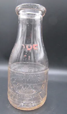 Vintage LYNCHBURG DAIRY INC PT Milk Bottle Embossed & Red Pyro LYNCHBURG VA • $18.95
