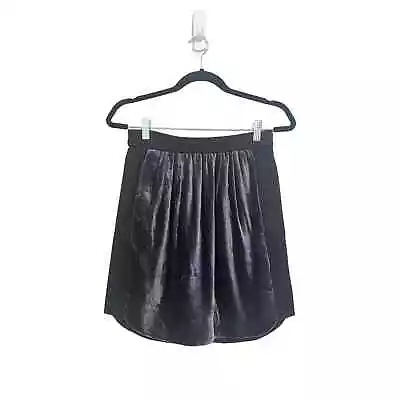 J. Crew Women's Gray Velvet Black Pull On Holiday Preppy Winter Skirt Size 2 • $21.99